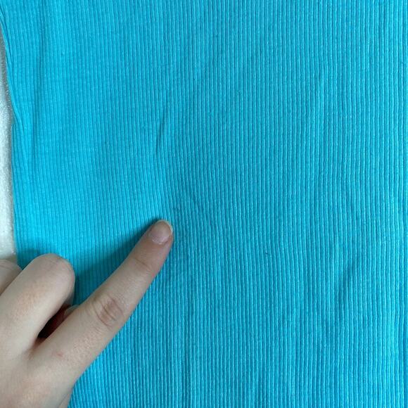 COTTON CITIZEN Ribbed Tee Turquoise Blue Size Small Short Sleeves Basic - Picture 7 of 7